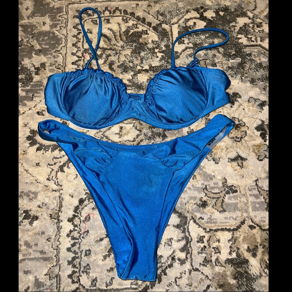 Blue Ruffled Shein Bikini